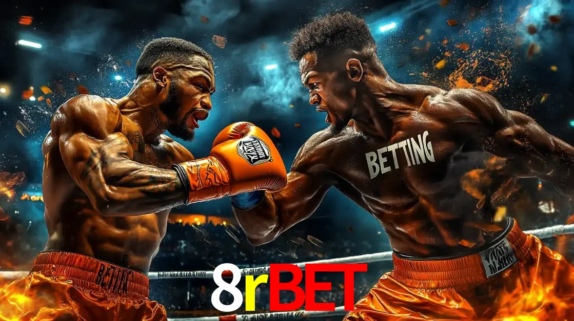 Dois boxeadores em uma luta intensa e explosiva, representando a adrenalina e as oportunidades de apostas em esportes de combate disponíveis na plataforma 8rbet.