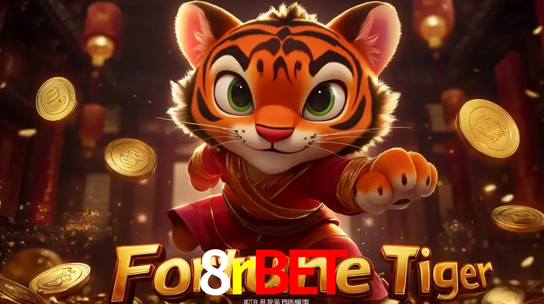 O carismático mascote do jogo de slot Fortune Tiger, um tigre fofo em pose de artes marciais, pronto para trazer sorte e multiplicadores de ganhos no cassino online 8rbet.